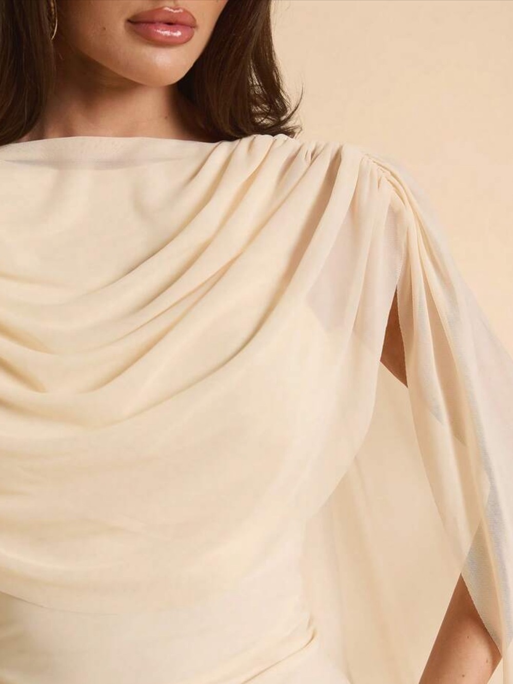 Apricot Draped Cape Mini Dress - Women's - Picture 5 of 7